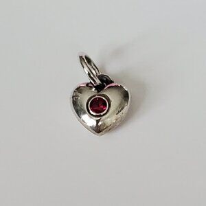 James Avery Sterling Silver Ruby Keepsake Heart Birthstone Charm